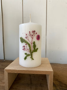 Floral White Pillar Candles